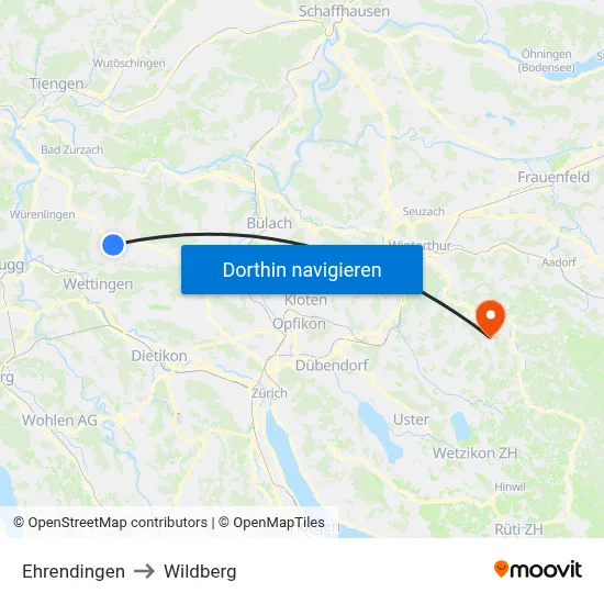 Ehrendingen to Wildberg map