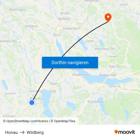 Honau to Wildberg map