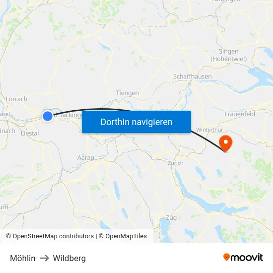 Möhlin to Wildberg map