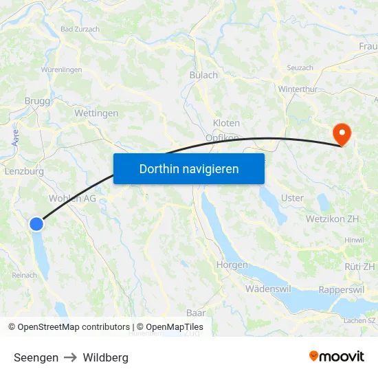 Seengen to Wildberg map