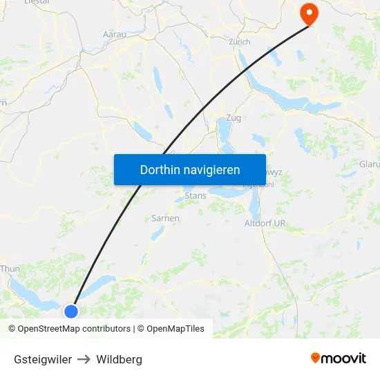 Gsteigwiler to Wildberg map