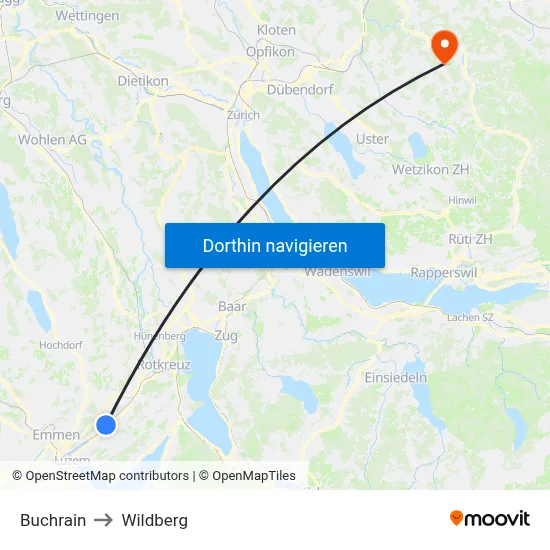 Buchrain to Wildberg map