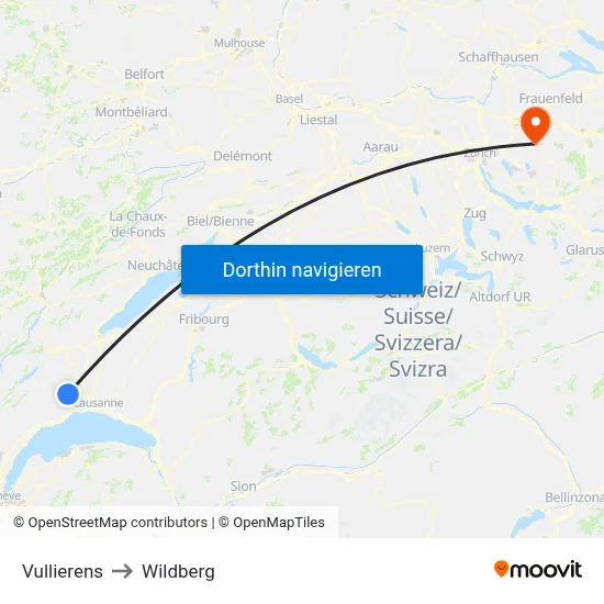 Vullierens to Wildberg map