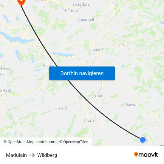 Madulain to Wildberg map