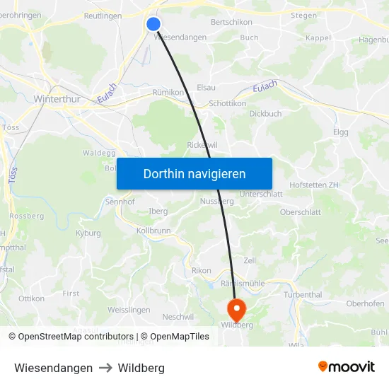 Wiesendangen to Wildberg map