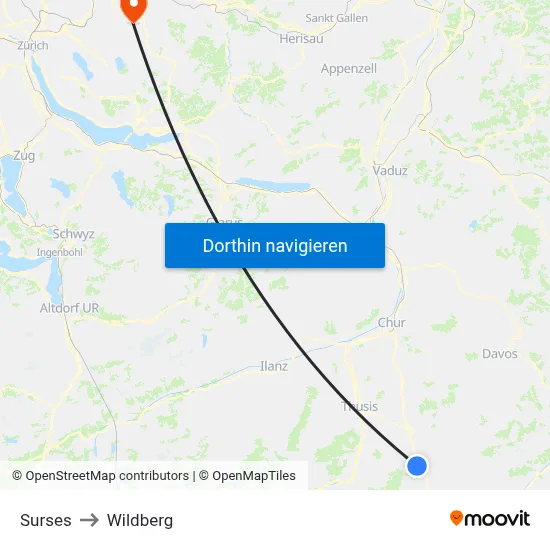 Surses to Wildberg map
