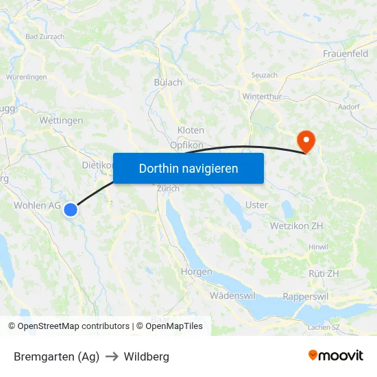 Bremgarten (Ag) to Wildberg map