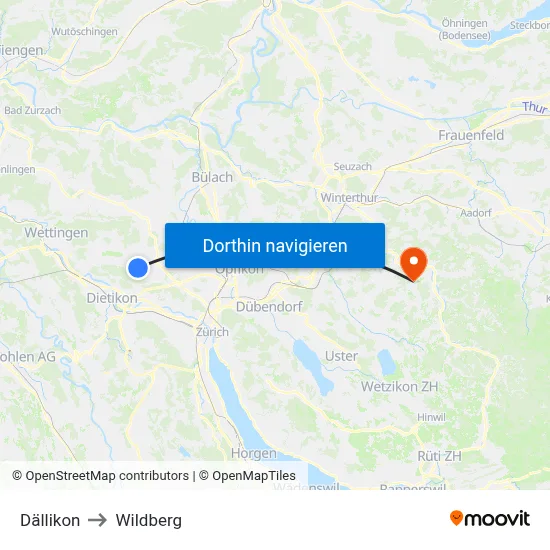 Dällikon to Wildberg map