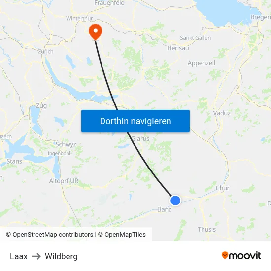 Laax to Wildberg map