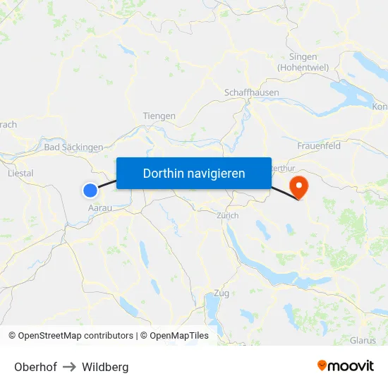 Oberhof to Wildberg map