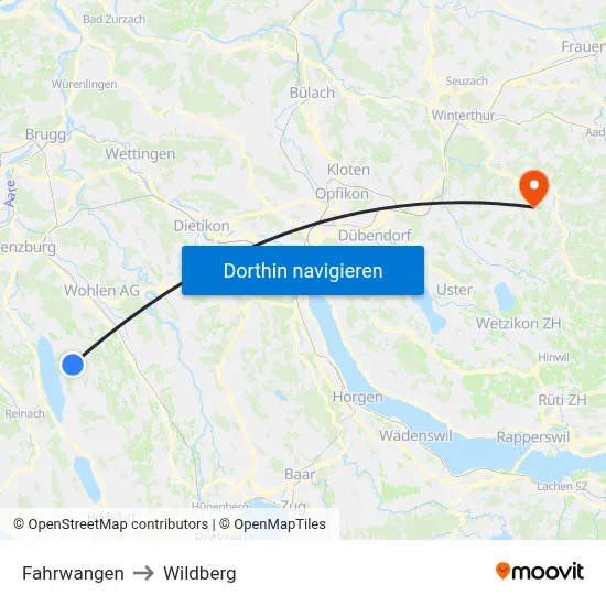 Fahrwangen to Wildberg map