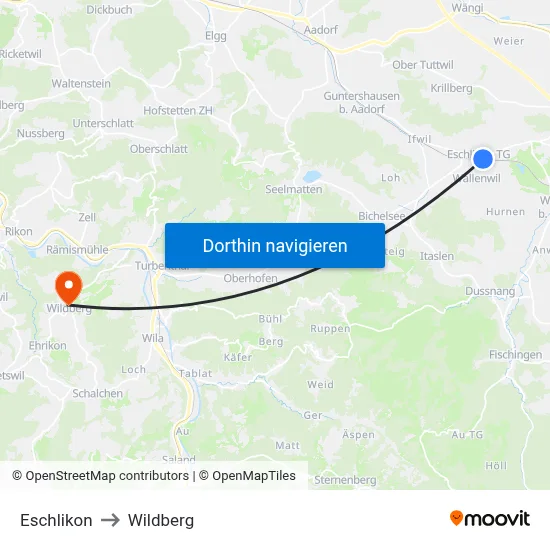Eschlikon to Wildberg map
