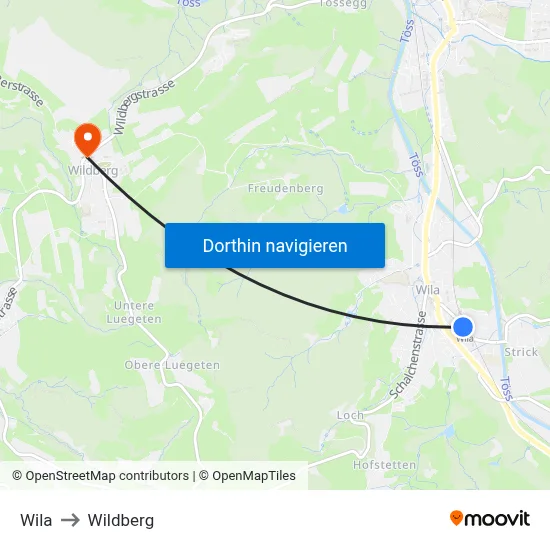 Wila to Wildberg map