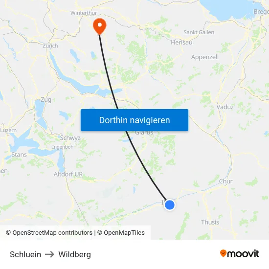 Schluein to Wildberg map