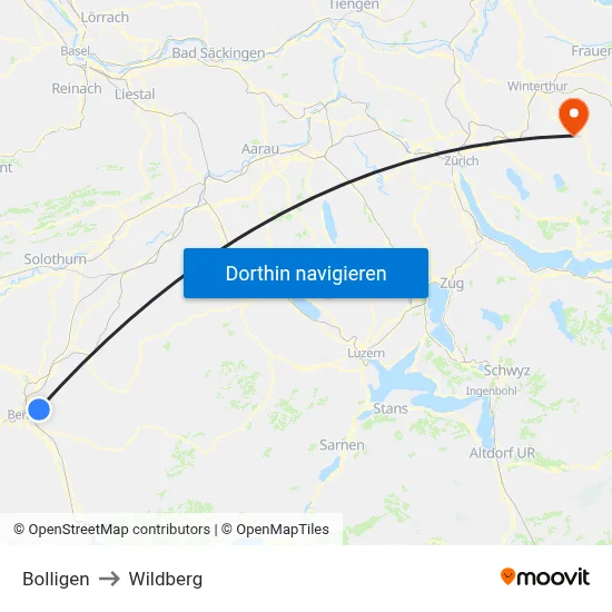Bolligen to Wildberg map