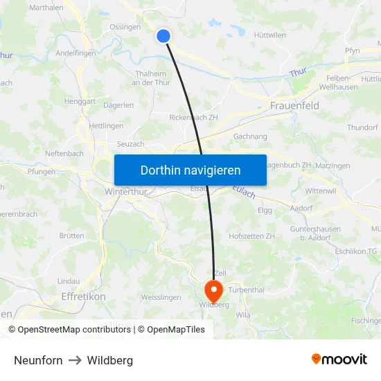 Neunforn to Wildberg map