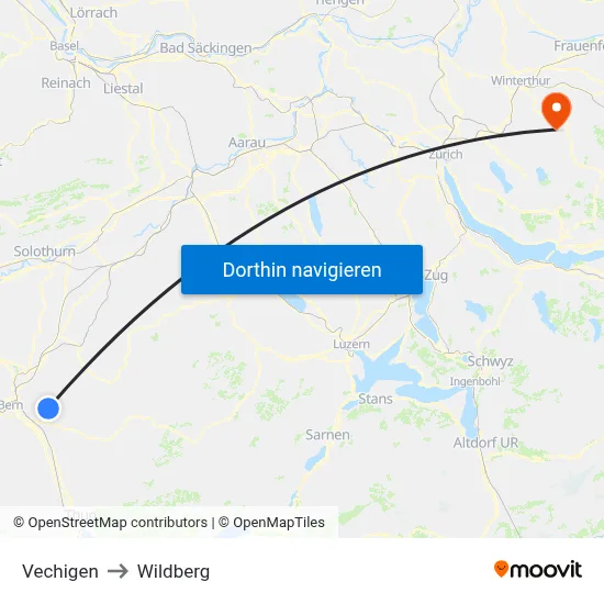Vechigen to Wildberg map