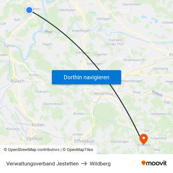Verwaltungsverband Jestetten to Wildberg map