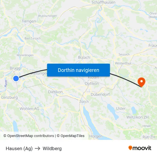 Hausen (Ag) to Wildberg map