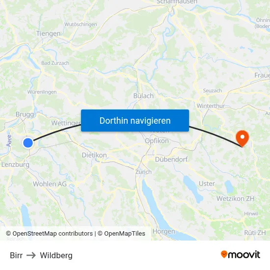 Birr to Wildberg map