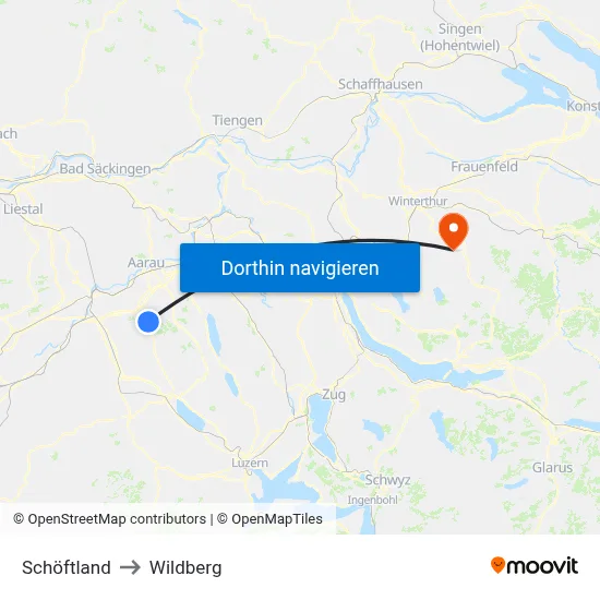 Schöftland to Wildberg map