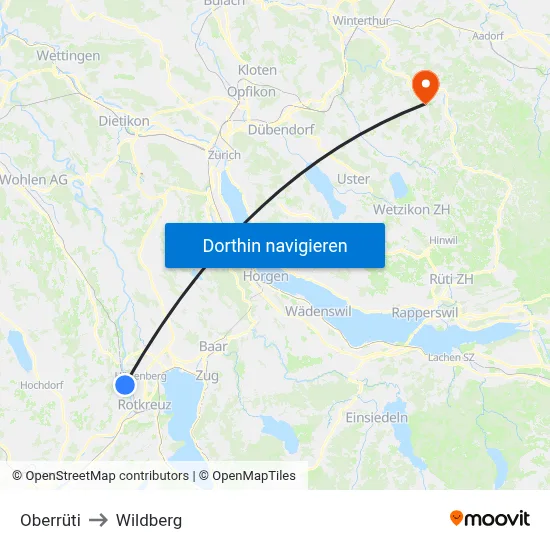 Oberrüti to Wildberg map