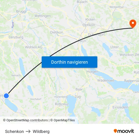 Schenkon to Wildberg map