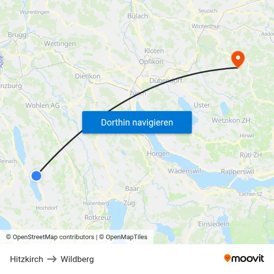 Hitzkirch to Wildberg map