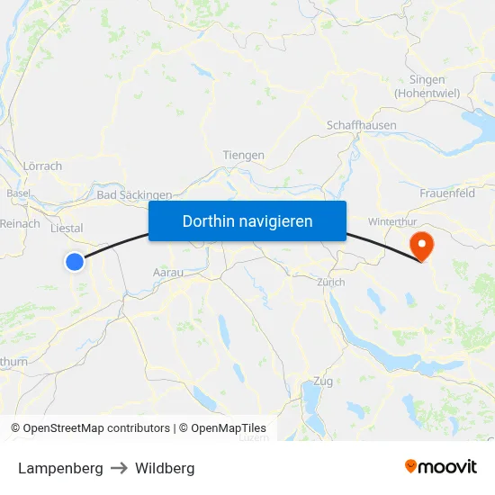 Lampenberg to Wildberg map