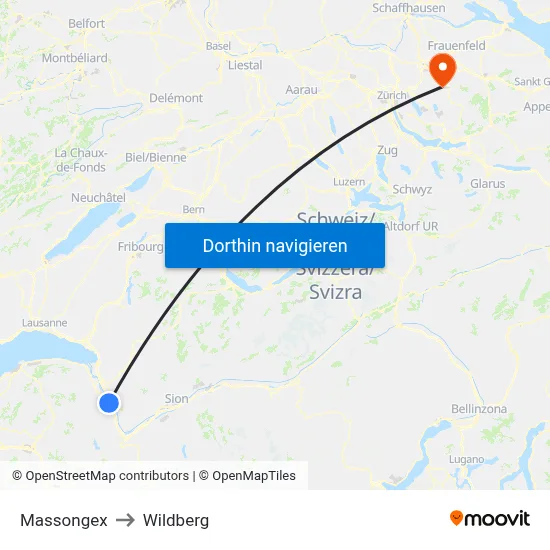 Massongex to Wildberg map