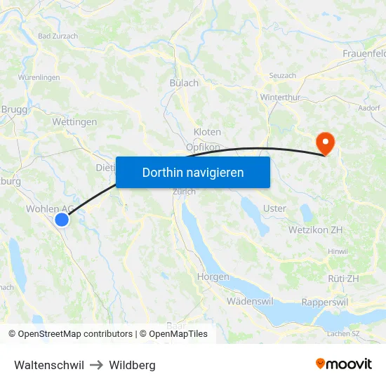 Waltenschwil to Wildberg map