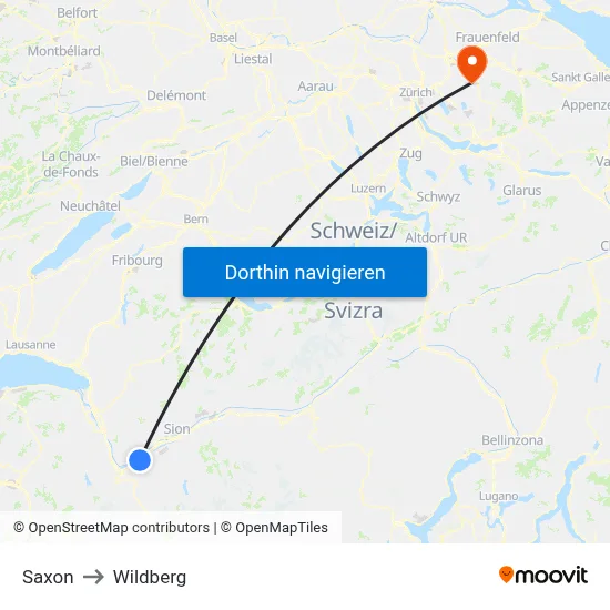 Saxon to Wildberg map