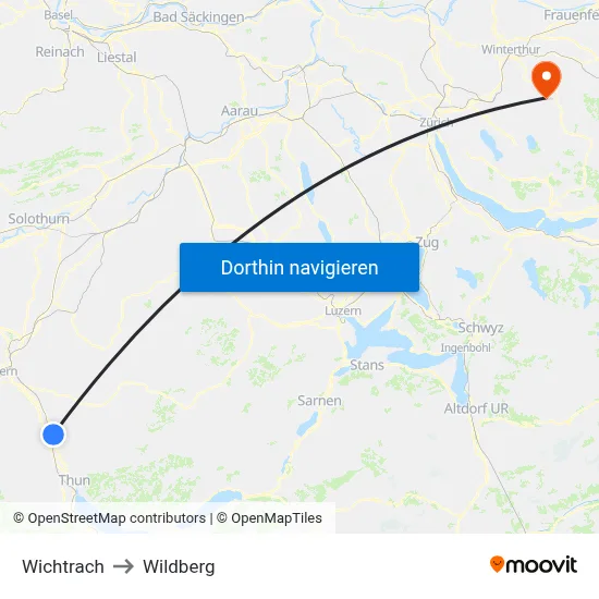 Wichtrach to Wildberg map