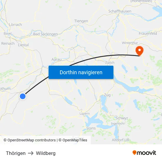 Thörigen to Wildberg map