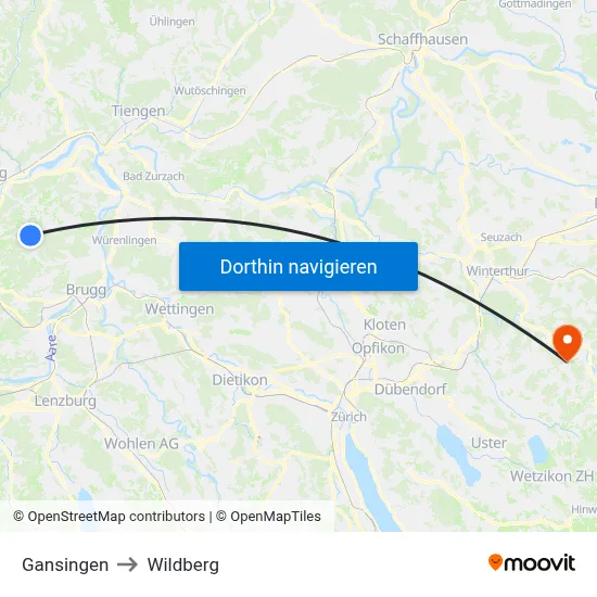 Gansingen to Wildberg map