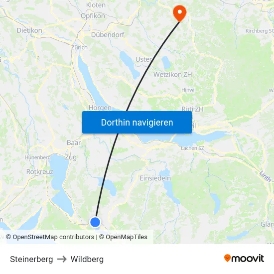 Steinerberg to Wildberg map