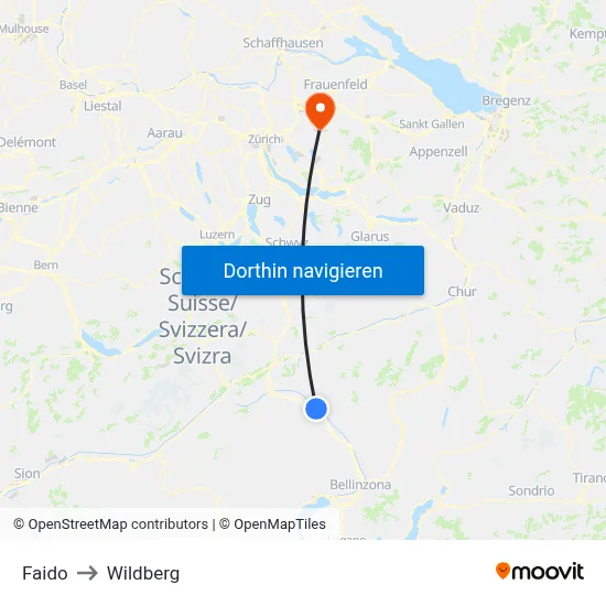 Faido to Wildberg map