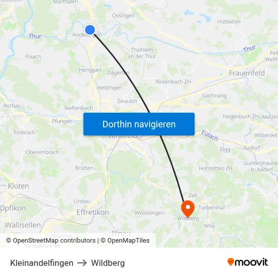 Kleinandelfingen to Wildberg map