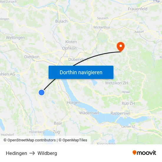 Hedingen to Wildberg map