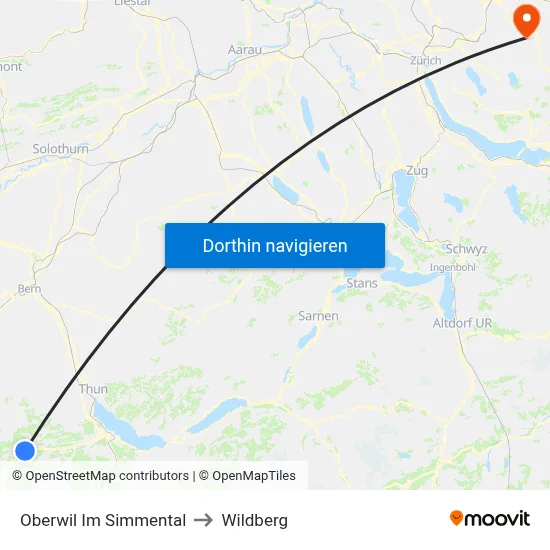 Oberwil Im Simmental to Wildberg map