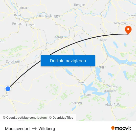 Moosseedorf to Wildberg map