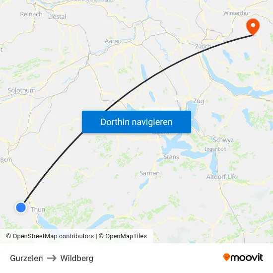 Gurzelen to Wildberg map