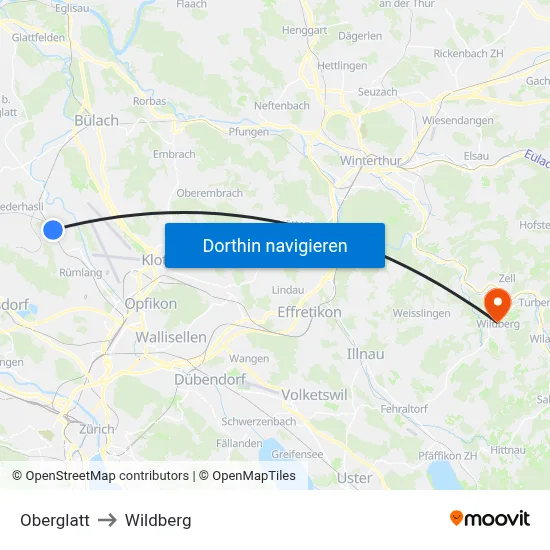 Oberglatt to Wildberg map
