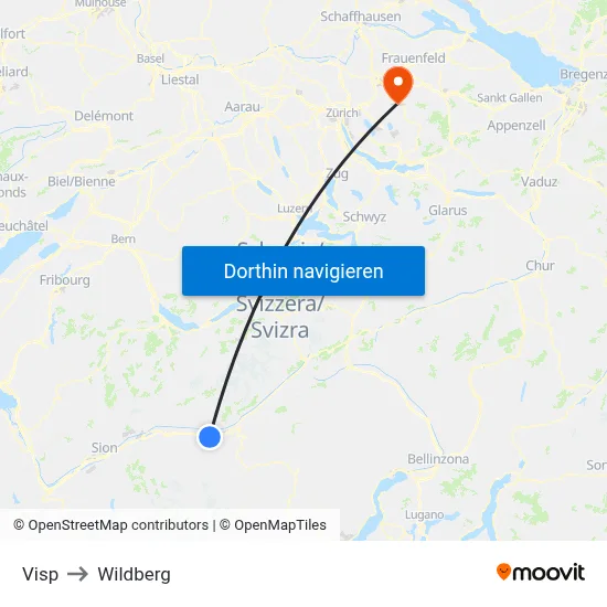 Visp to Wildberg map
