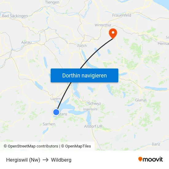 Hergiswil (Nw) to Wildberg map
