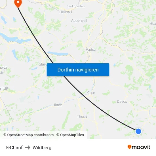S-Chanf to Wildberg map