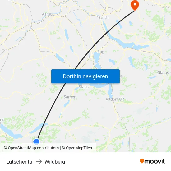 Lütschental to Wildberg map