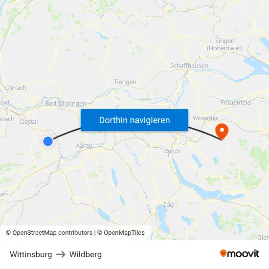 Wittinsburg to Wildberg map