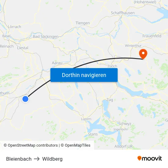 Bleienbach to Wildberg map