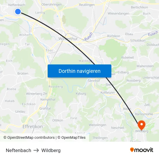 Neftenbach to Wildberg map